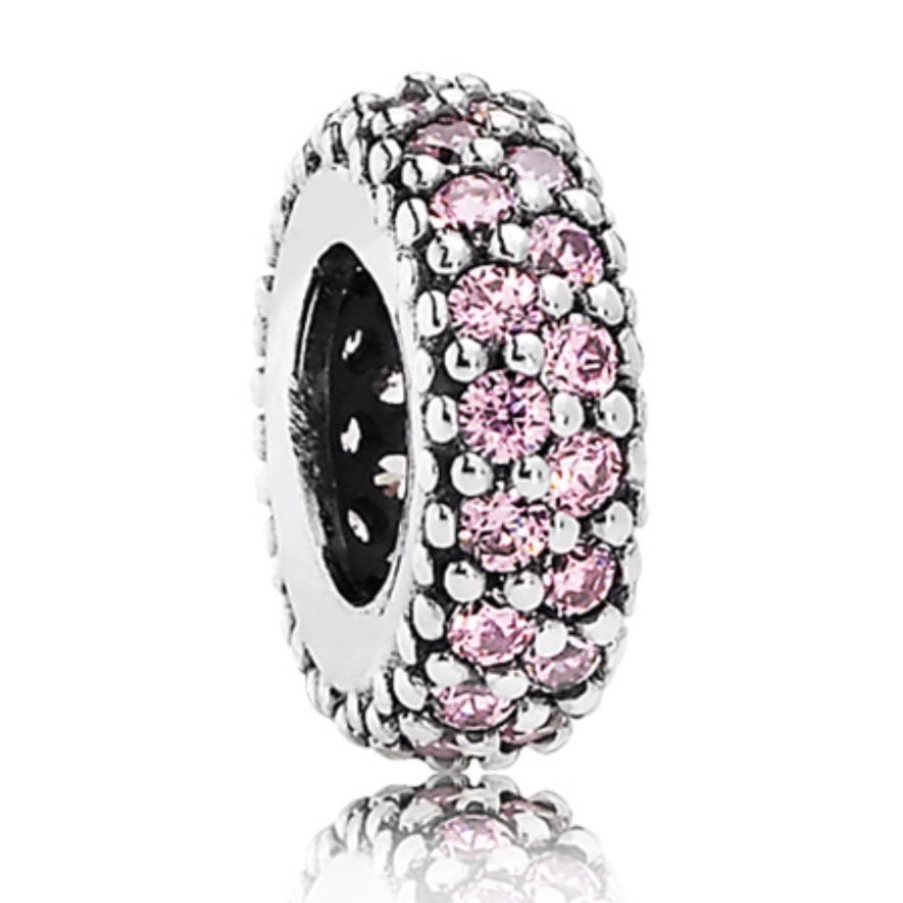Pandora Pink CZ Pave Sparkle Sparkly Inspiration Within Spacer Bead Charm